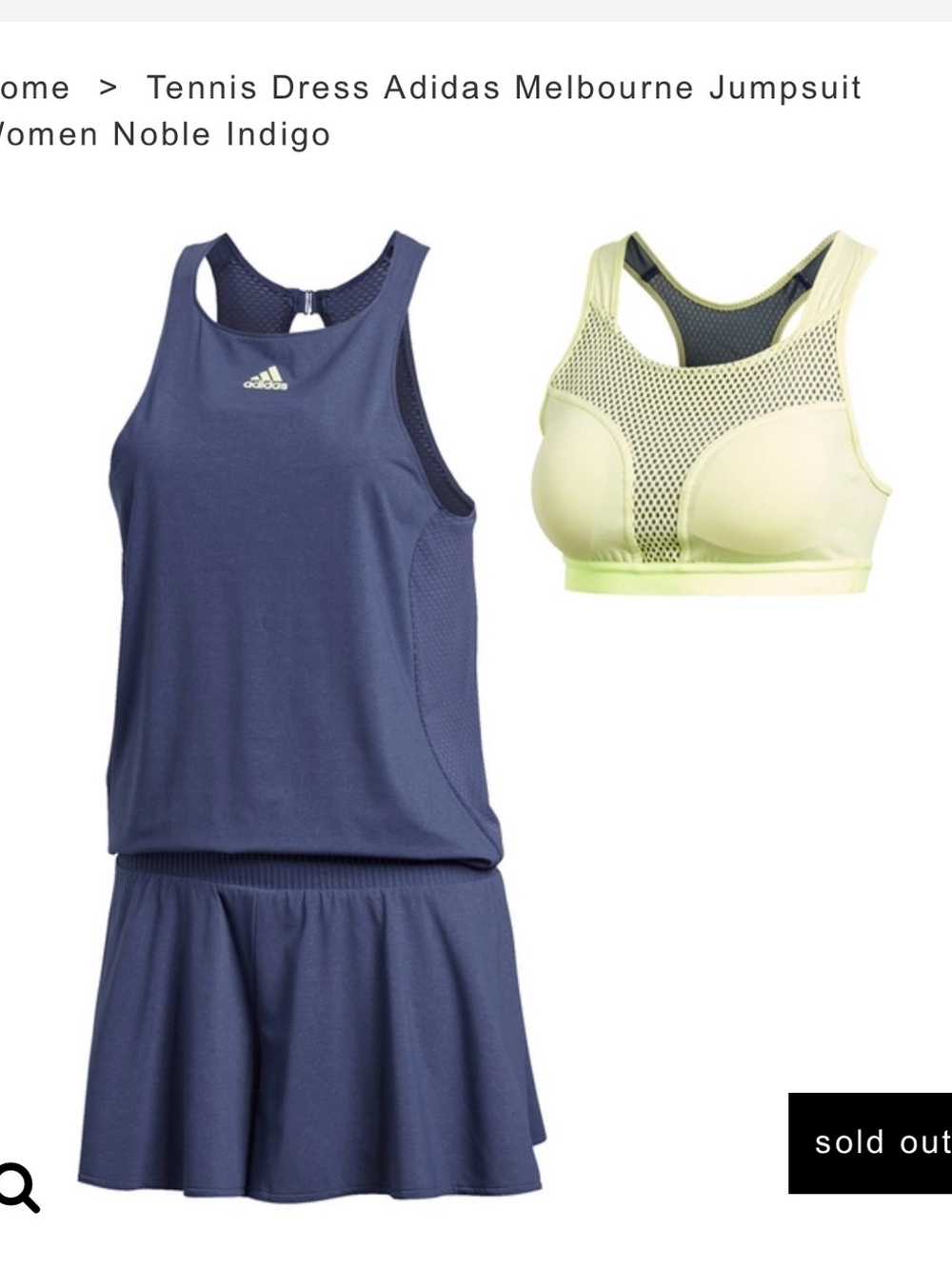 ADIDAS MELBOURNE TENNIS DRESS Women's WITH High-Support Sports Bra in Lime.